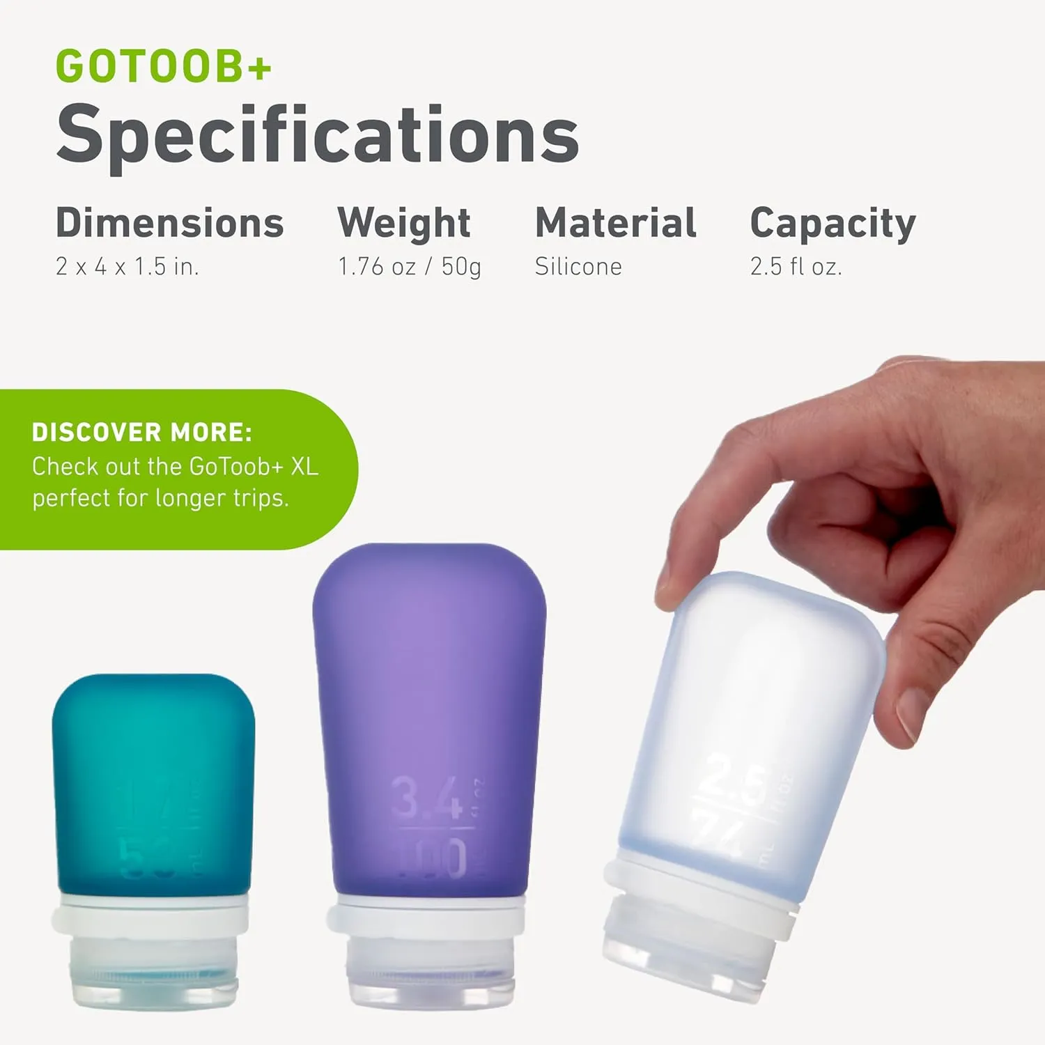 humangear GoToob  3-Pack (Medium) | Refillable Silicone Travel Bottle | Locking Lid | Food-Safe Material | Rose/Lilac/Magenta, Medium (2.5 fl.oz.; 74ml)