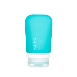 humangear GoToob  (Medium) | Refillable Silicone Travel Bottle | Locking Lid | Food-Safe Material | Aqua, Medium (2.5 fl.oz.; 74ml)