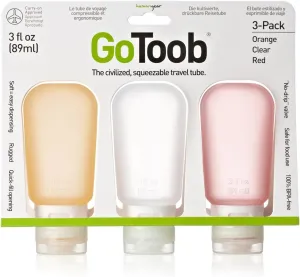 humangear GoToob Refillable Silicone Travel Size Bottles with Locking Cap for Women, 3pks
