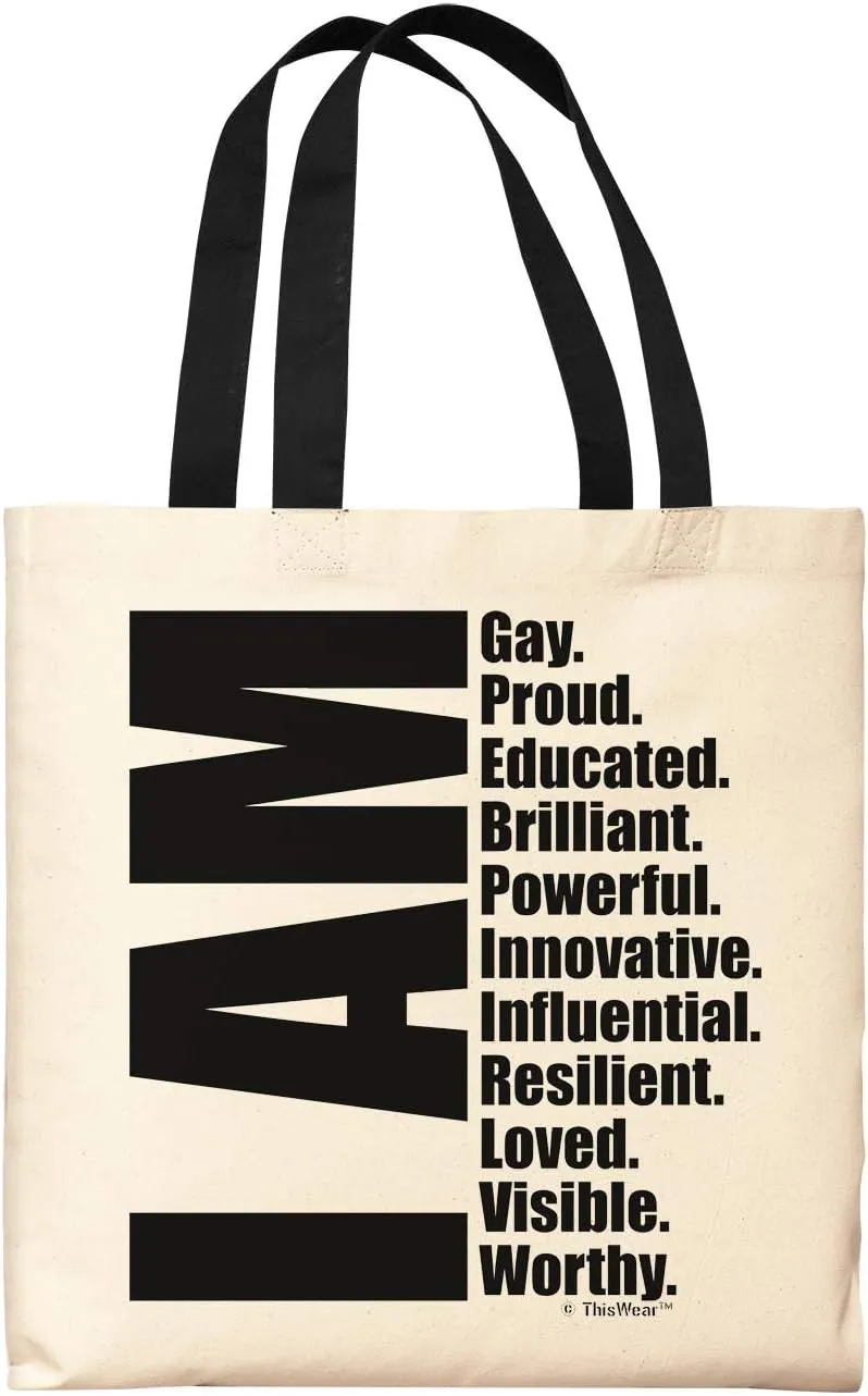 I Am Gay Proud Educated Brilliant Powerful Innovative Influential Resilient Loved Visible Worthy Small Canvas Tote Bag