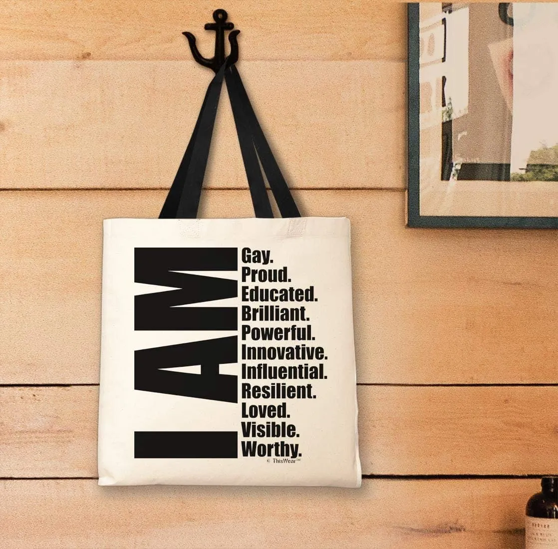 I Am Gay Proud Educated Brilliant Powerful Innovative Influential Resilient Loved Visible Worthy Small Canvas Tote Bag