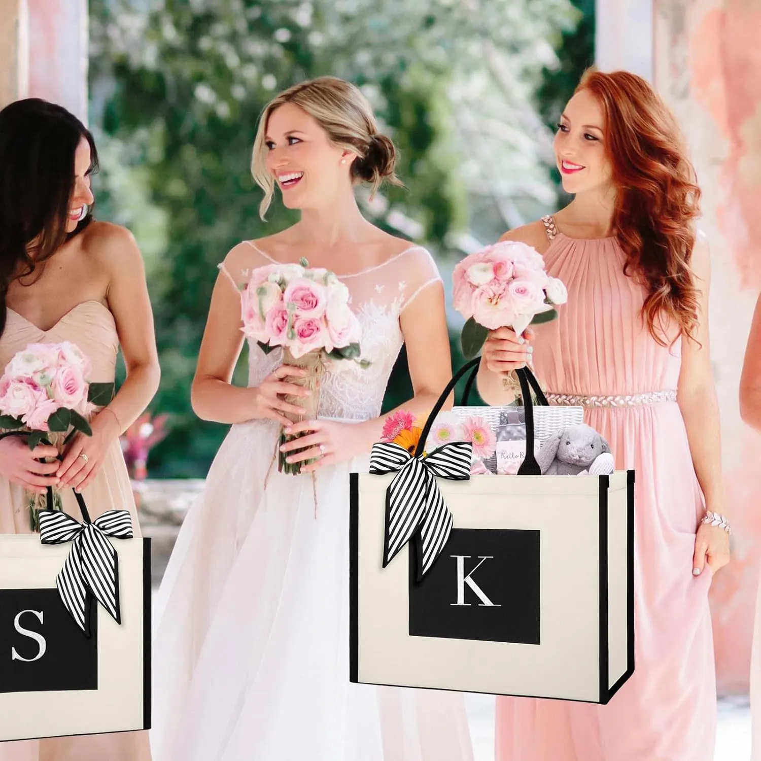 IDEATECH Canvas Tote Bag for Women, Personalized Birthday Gifts for Women, Monogram Beach Tote Bag Great for Wedding, Holiday