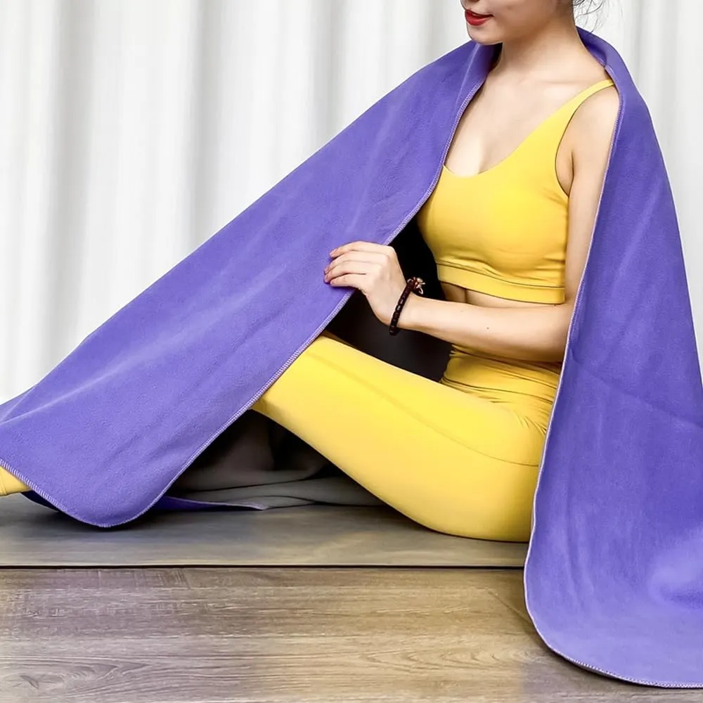 IEADEN Organic Yoga Blanket - Non Slip, Reversible, Multi-Purpose, Machine Washable, Perfect for Yoga & Meditation - 60'x80' Purple & Light Grey