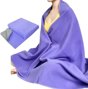 IEADEN Organic Yoga Blanket - Non Slip, Reversible, Multi-Purpose, Machine Washable, Perfect for Yoga & Meditation - 60'x80' Purple & Light Grey