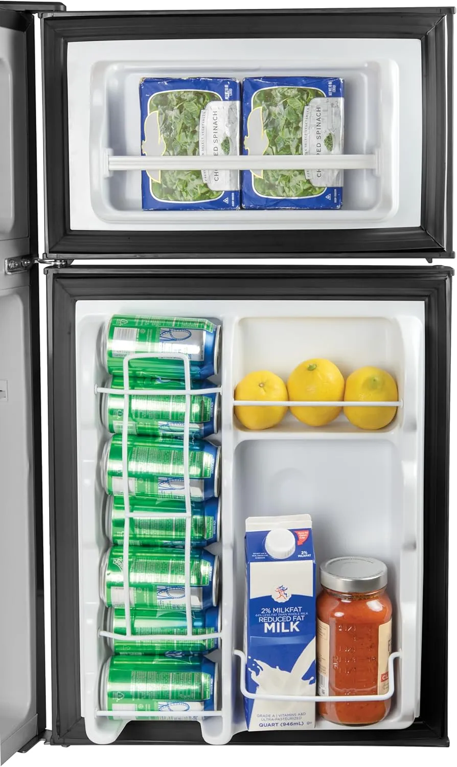 Igloo 3.2 Cu.Ft. Double Door Compact Refrigerator with Freezer - Slide Out Glass Shelf, Perfect for Homes, Offices, Dorms - Black
