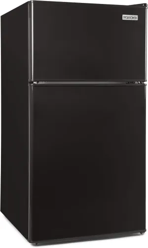 Igloo 3.2 Cu.Ft. Double Door Compact Refrigerator with Freezer - Slide Out Glass Shelf, Perfect for Homes, Offices, Dorms - Black