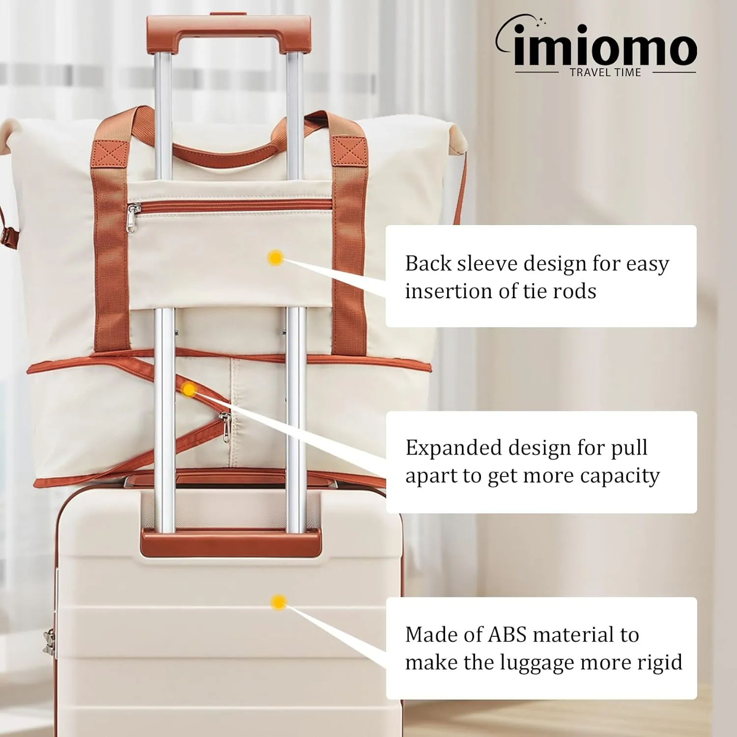imiomo Hard Shell Luggage Sets 5 Piece for Women, Lightweight Hardside Rolling Suitcase Set with Spinner Wheels and TSA Lock, Beige