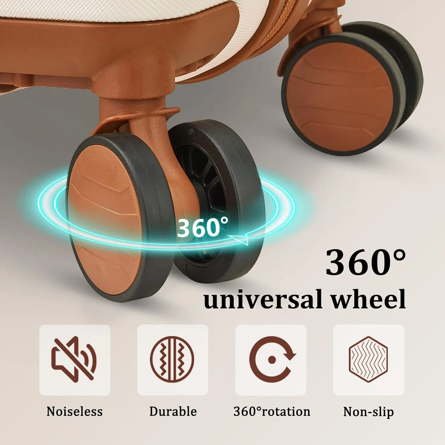 imiomo Hard Shell Luggage Sets 5 Piece for Women, Lightweight Hardside Rolling Suitcase Set with Spinner Wheels and TSA Lock, Beige
