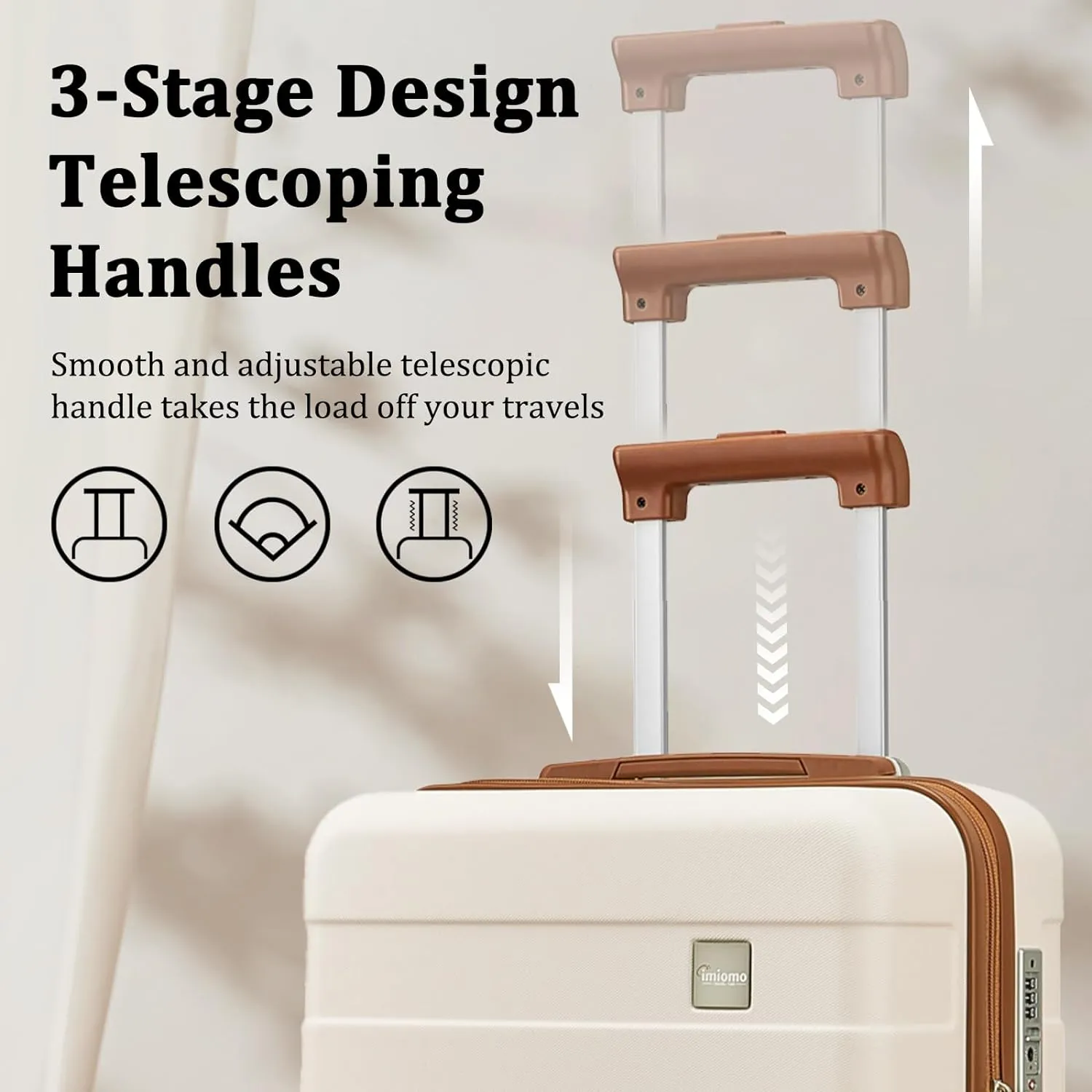 imiomo Hard Shell Luggage Sets 5 Piece for Women, Lightweight Hardside Rolling Suitcase Set with Spinner Wheels and TSA Lock, Beige