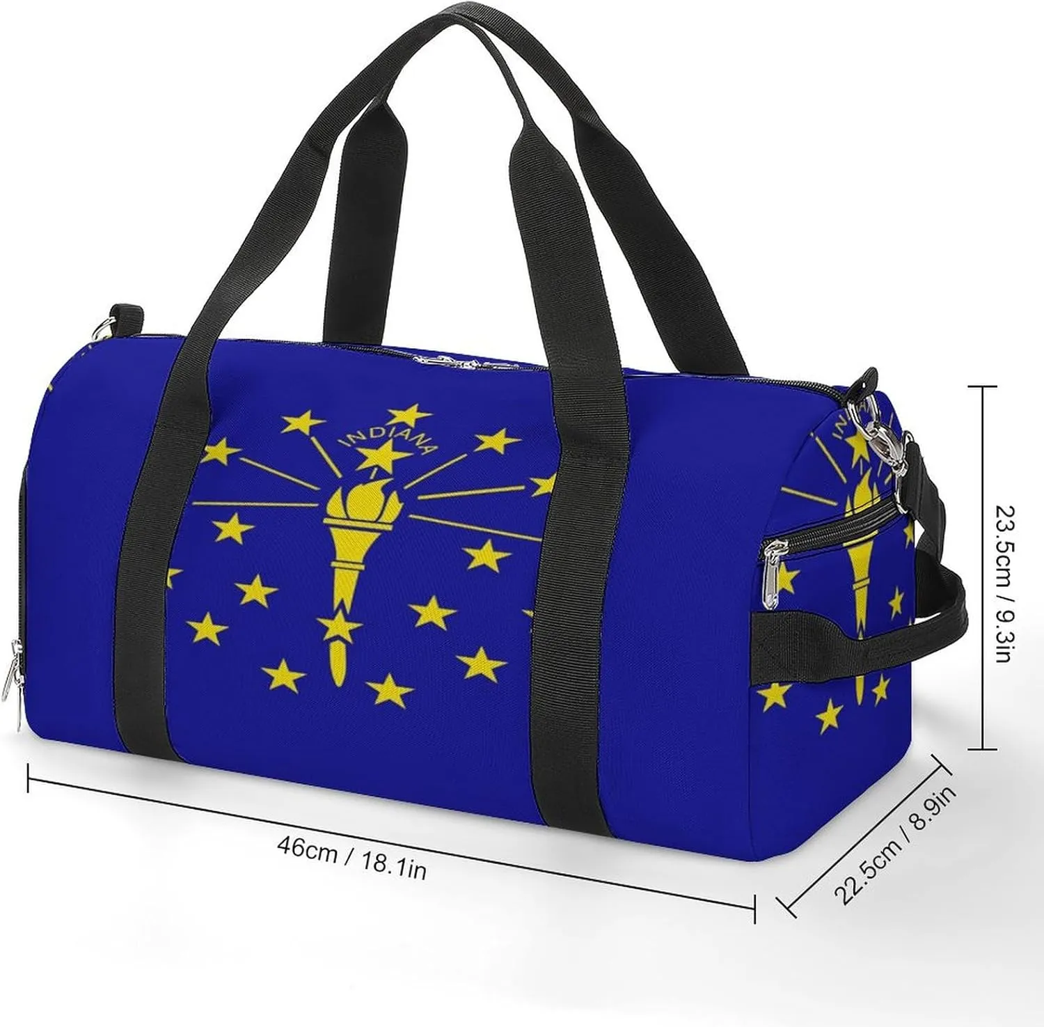 Indiana State Flag Gym Bag-Workout Organizer with Water Resistant Compartments for Gym Lovers, style-7-6