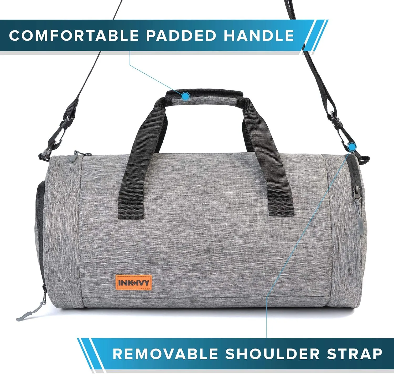 INK IVY Water Resistant Gym Bag with Separate Shoes Compartment