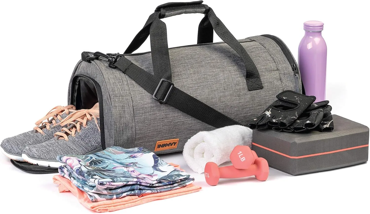 INK IVY Water Resistant Gym Bag with Separate Shoes Compartment