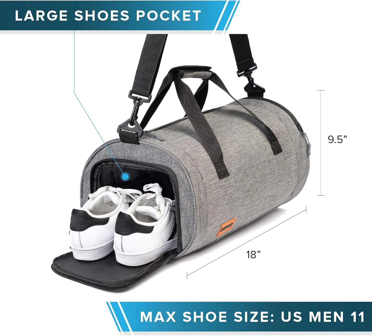 INK IVY Water Resistant Gym Bag with Separate Shoes Compartment