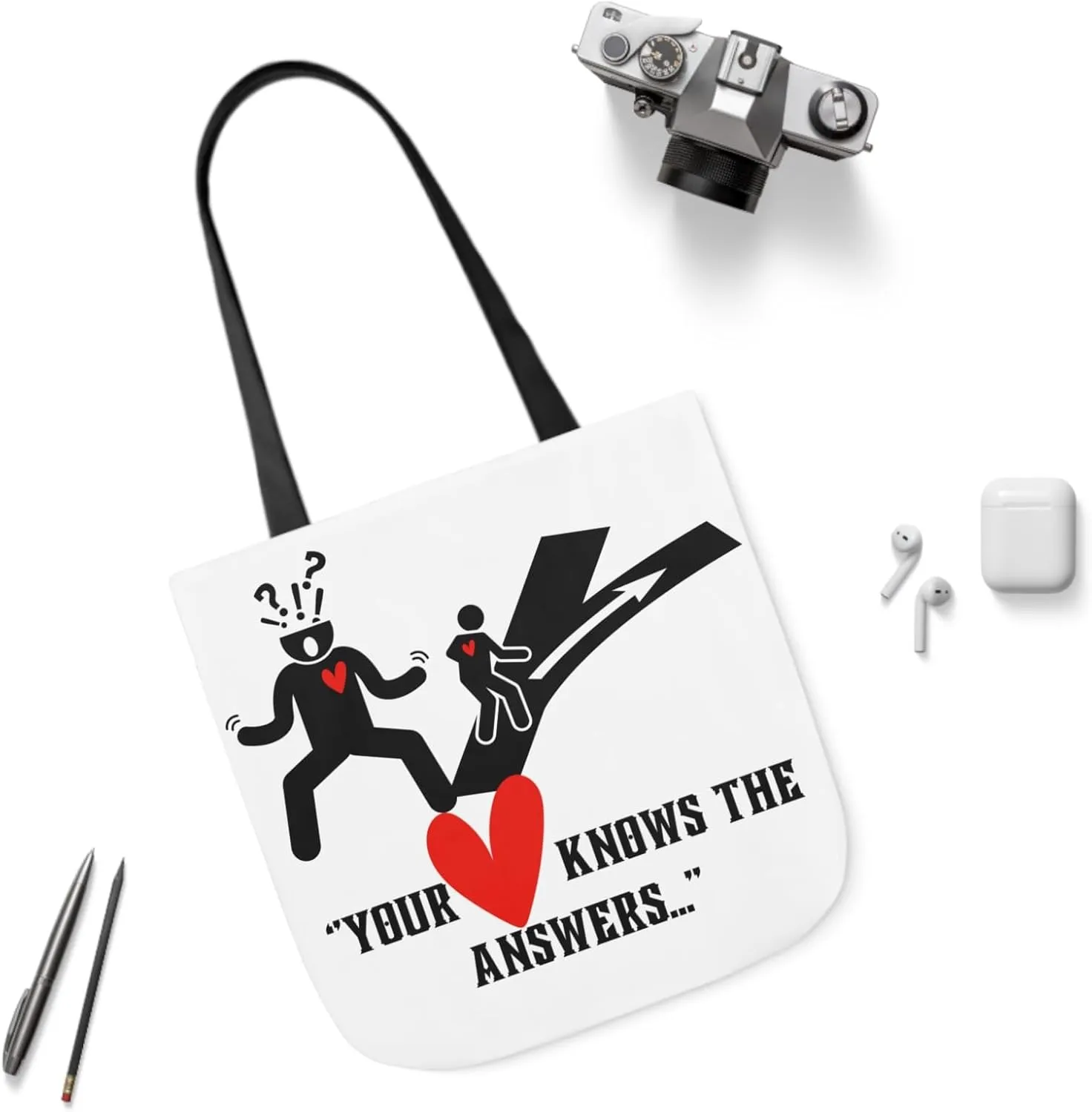 Inspirational Tote Bag, Eco-Friendly Reusable, Gift for Friends, Motivational Canvas Bag, Your Heart Knows the Answers