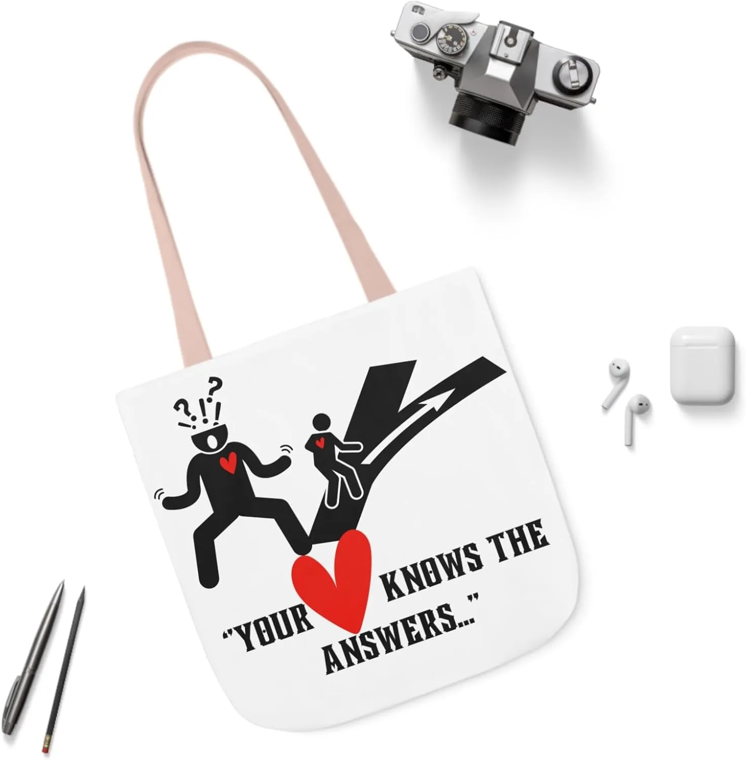 Inspirational Tote Bag, Eco-Friendly Reusable, Gift for Friends, Motivational Canvas Bag, Your Heart Knows the Answers