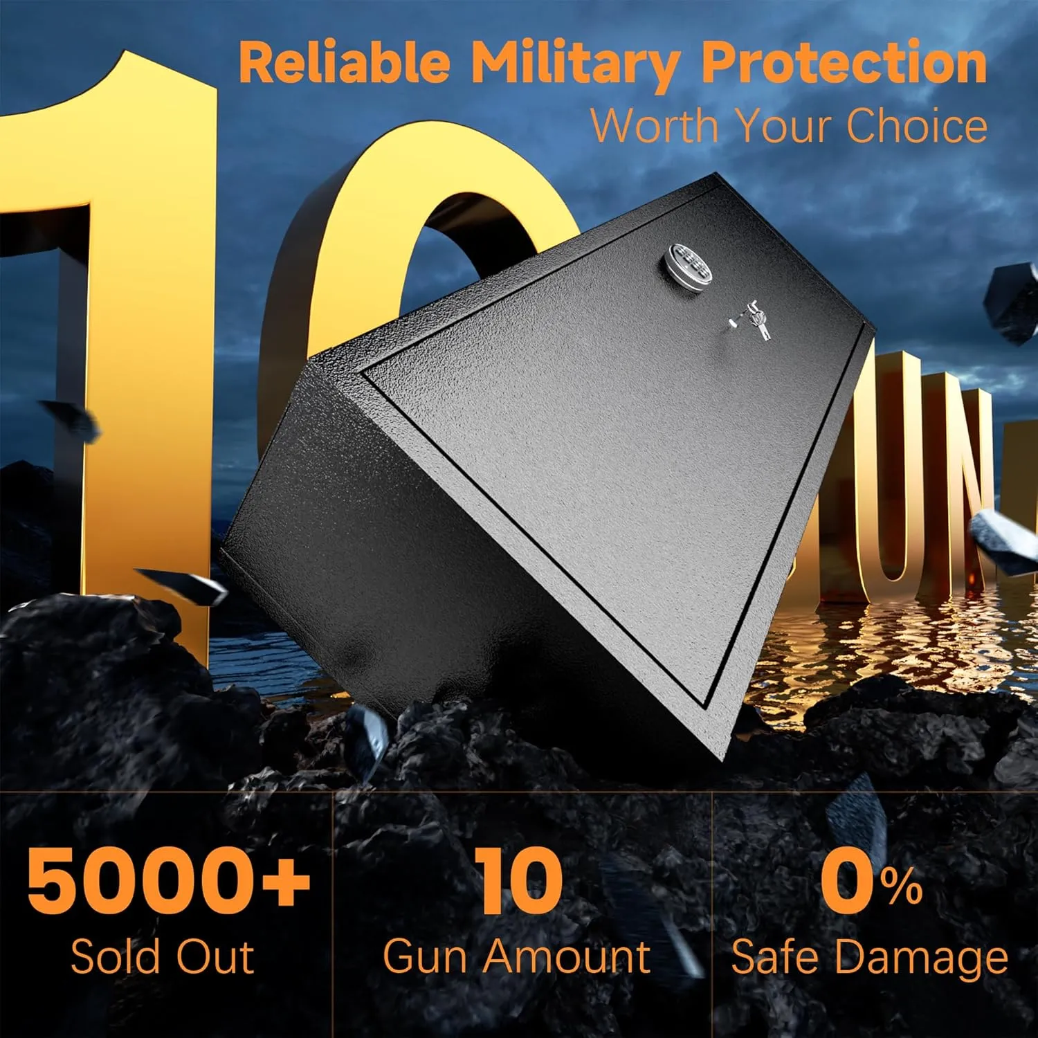 INTERGREAT 10-15 Large Rifle Gun Safe, Long Gun safes for Home and Pistols, Quick Access Rifle Gun Cabinet with Multifunction Lock for Home, Quick Access, Heavy Duty, Pockets