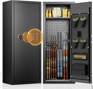 INTERGREAT 10-15 Large Rifle Gun Safe, Long Gun safes for Home and Pistols, Quick Access Rifle Gun Cabinet with Multifunction Lock for Home, Quick Access, Heavy Duty, Pockets