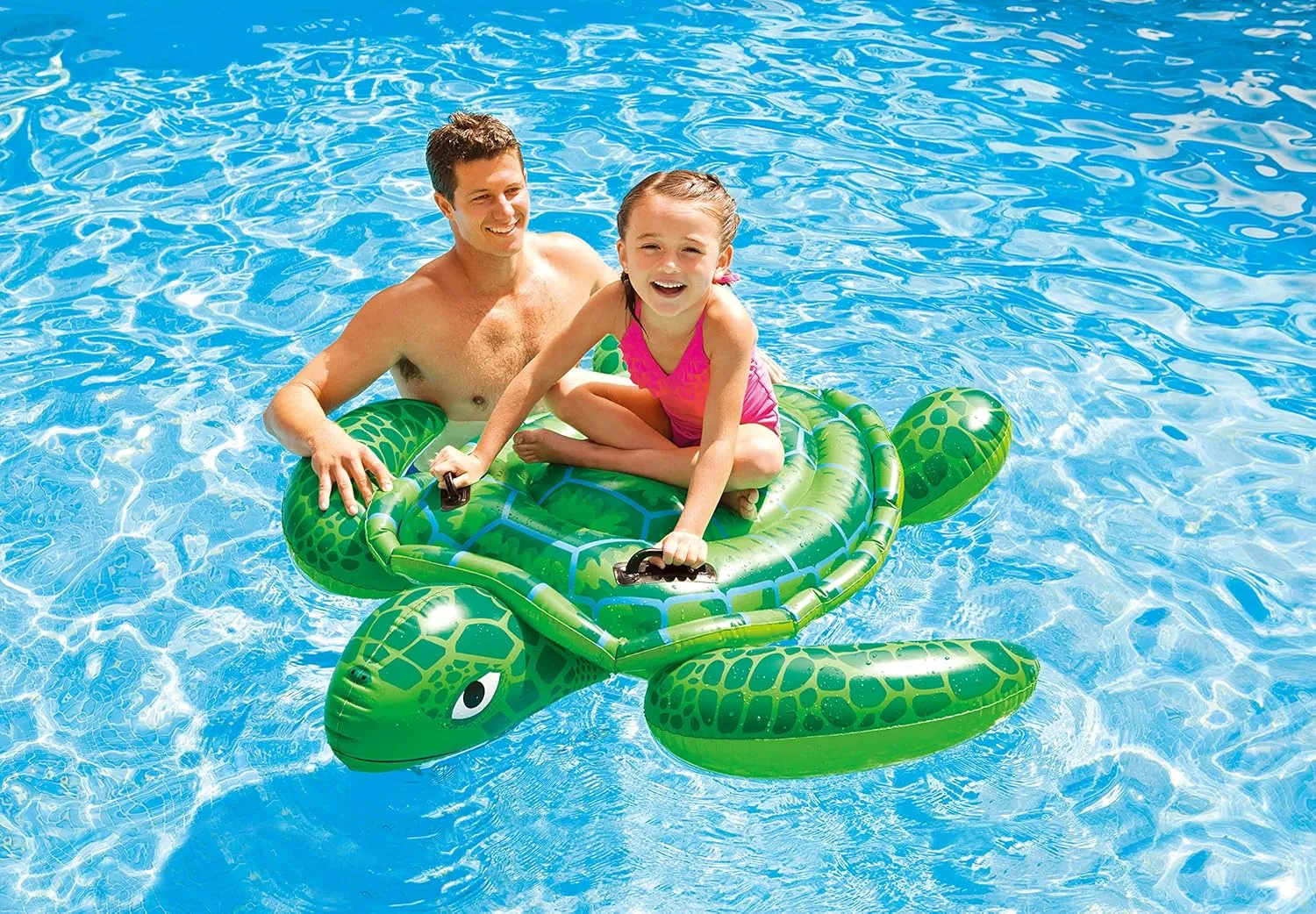 INTEX Lil' Sea Turtle Inflatable Pool Float: Animal Pool Toy For Kids – 2 Heavy-Duty Handles – 88lb Weight Capacity – 59" x 50" – For Ages 3 