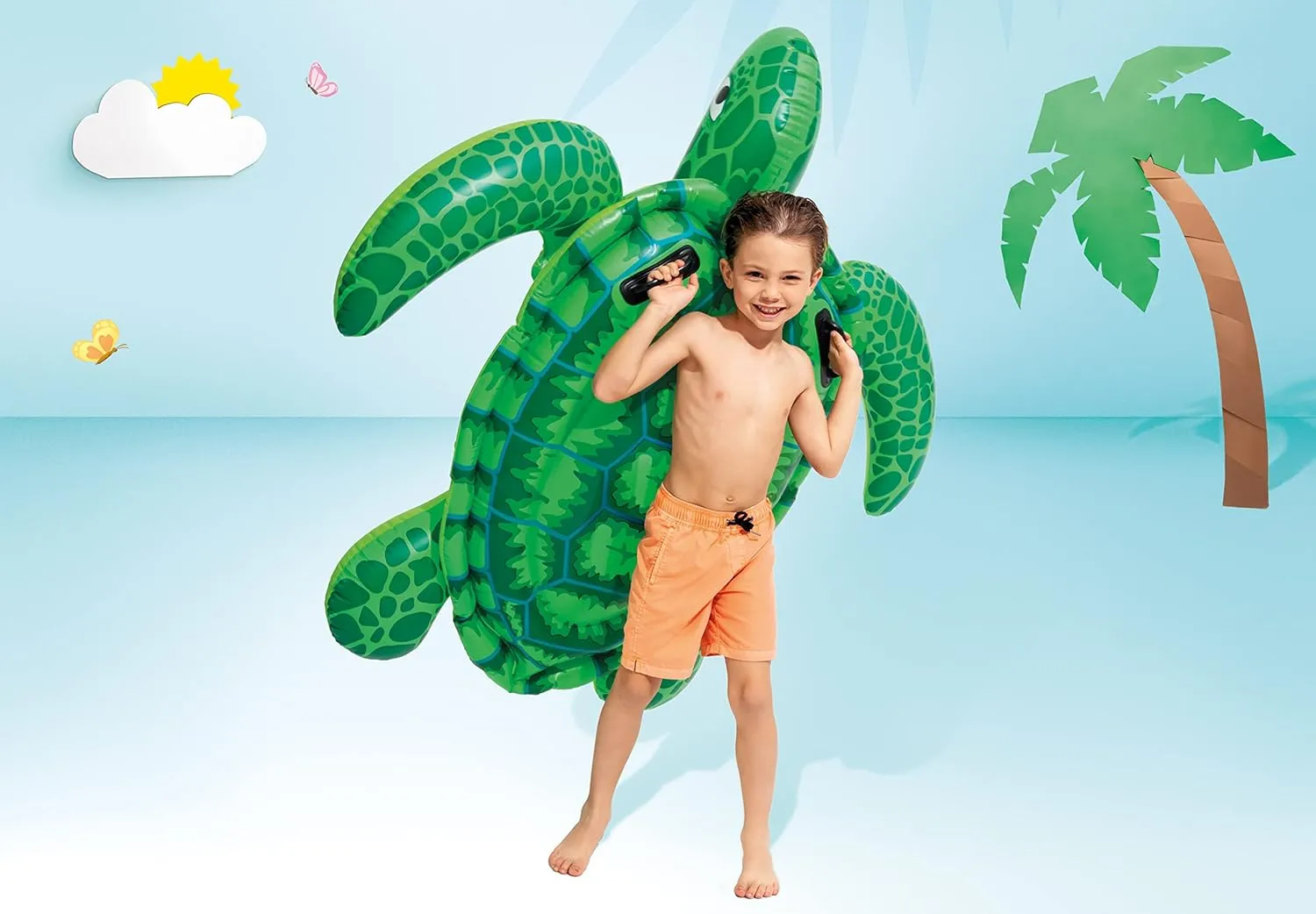 INTEX Lil' Sea Turtle Inflatable Pool Float: Animal Pool Toy For Kids – 2 Heavy-Duty Handles – 88lb Weight Capacity – 59" x 50" – For Ages 3 