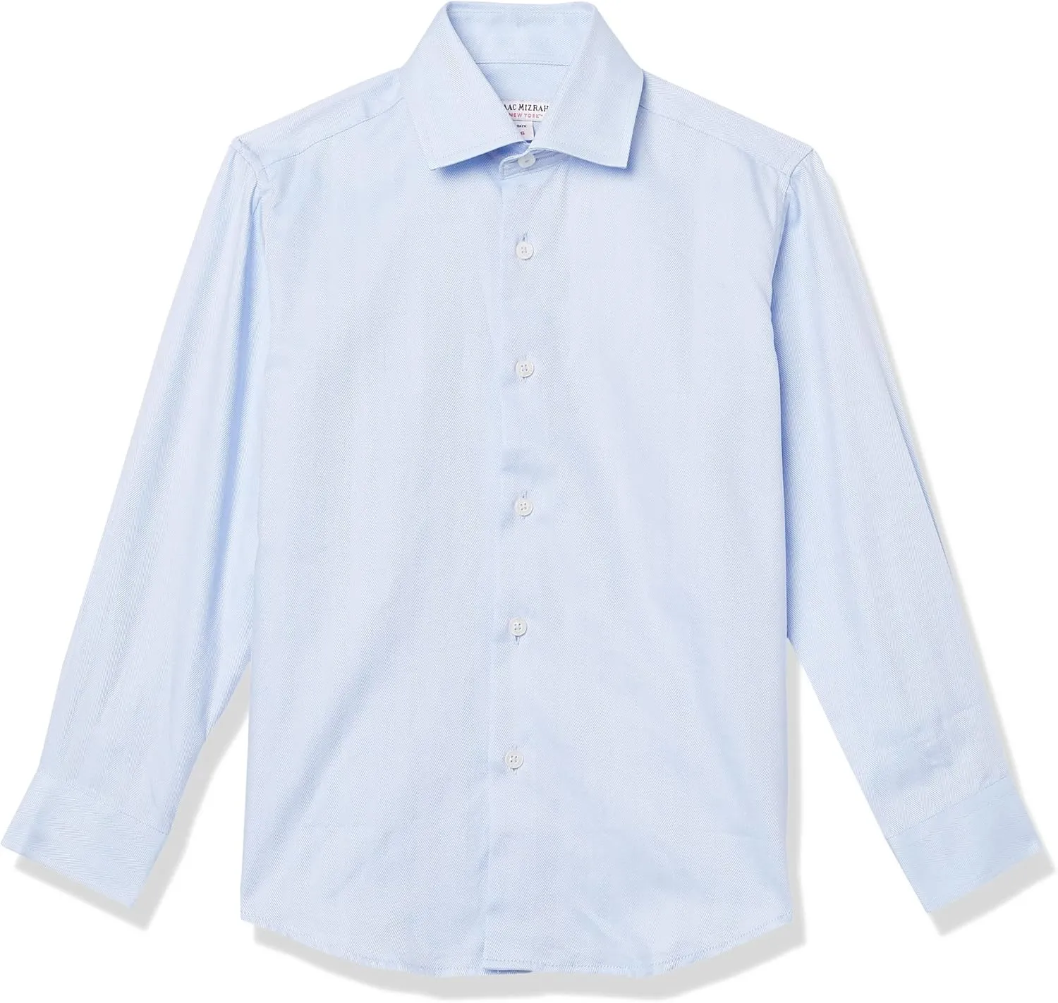 Isaac Mizrahi Boy's Long Sleeve Herringbone Solid Button Down Shirt