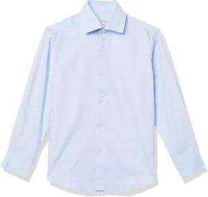 Isaac Mizrahi Boy's Long Sleeve Herringbone Solid Button Down Shirt
