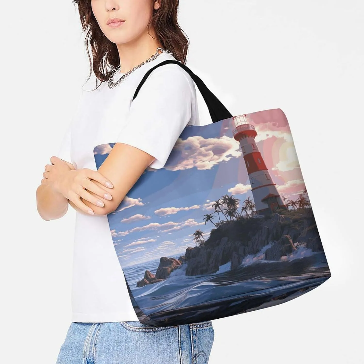 Italy-Tuscan Tote Bag for Women Reusable Grocery Shoulder Bags Shopping Bag for Travel, Groceries
