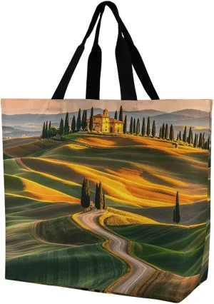 Italy-Tuscan Tote Bag for Women Reusable Grocery Shoulder Bags Shopping Bag for Travel, Groceries