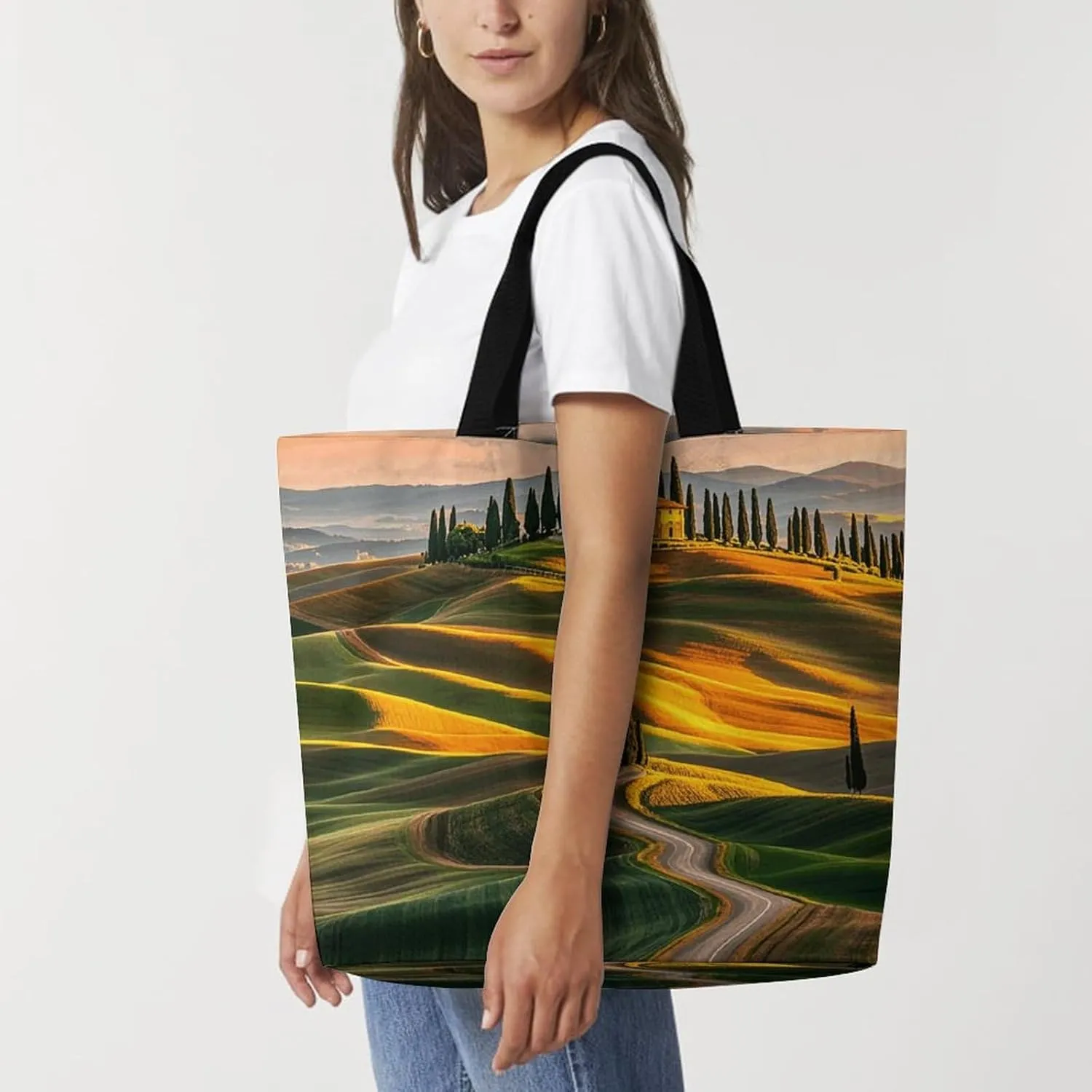 Italy-Tuscan Tote Bag for Women Reusable Grocery Shoulder Bags Shopping Bag for Travel, Groceries