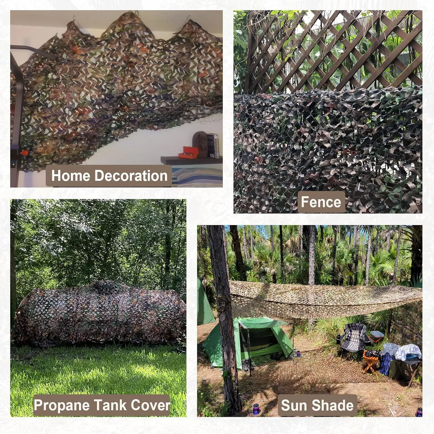 iunio Camo Netting Camouflage Netting, 10ft×10ft, 10x20ft, 20ft×20ft, Mesh Backing Oxford Fabric Camo Net Military Surplus, Hunting Blind for Deer Stand, Party Decorations, Photograph and Car Cover