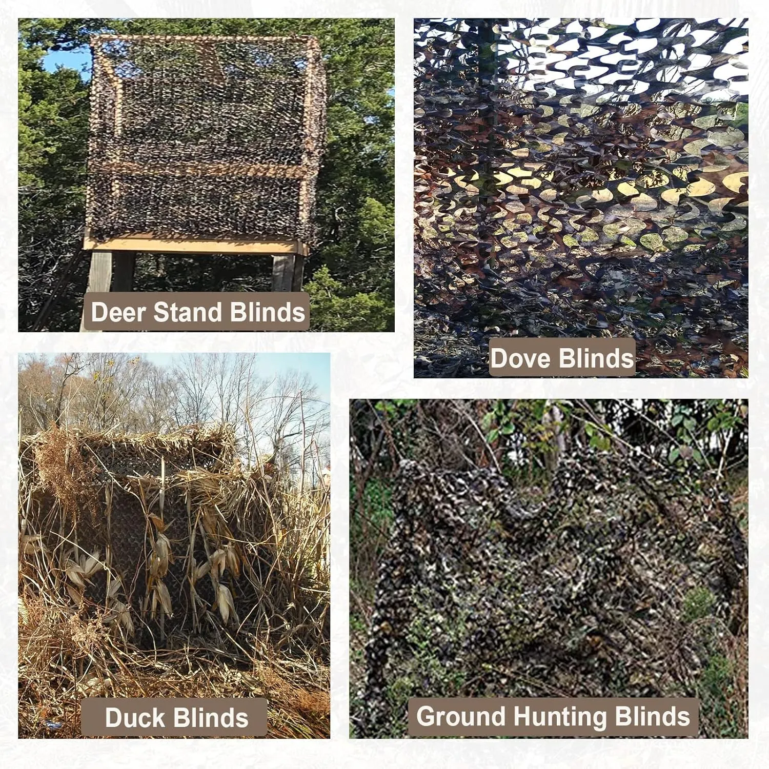 iunio Camo Netting Camouflage Netting, 10ft×10ft, 10x20ft, 20ft×20ft, Mesh Backing Oxford Fabric Camo Net Military Surplus, Hunting Blind for Deer Stand, Party Decorations, Photograph and Car Cover