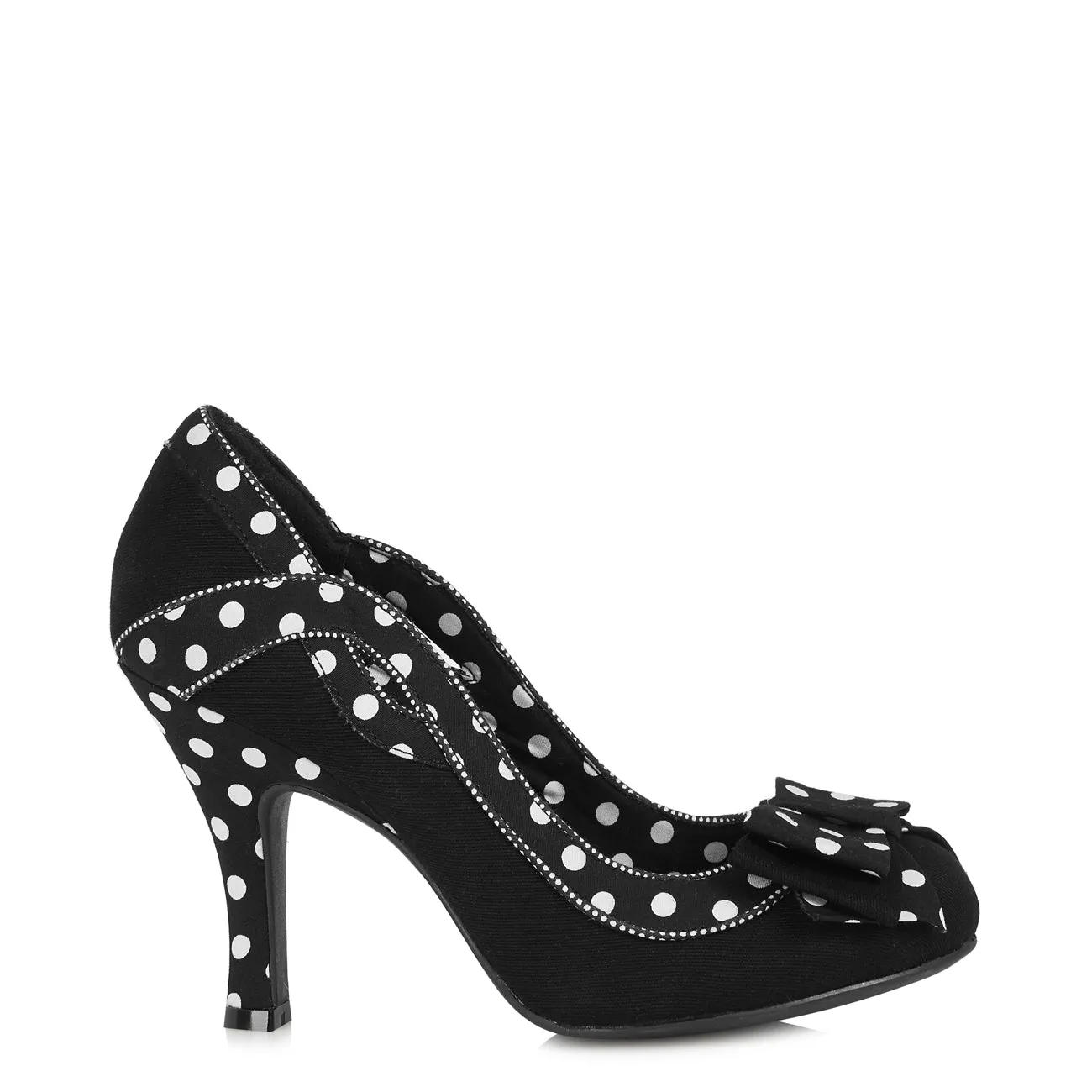 Ivy Black Spot High Heel Court Shoes & Matching Brighton Bag by Ruby Shoo