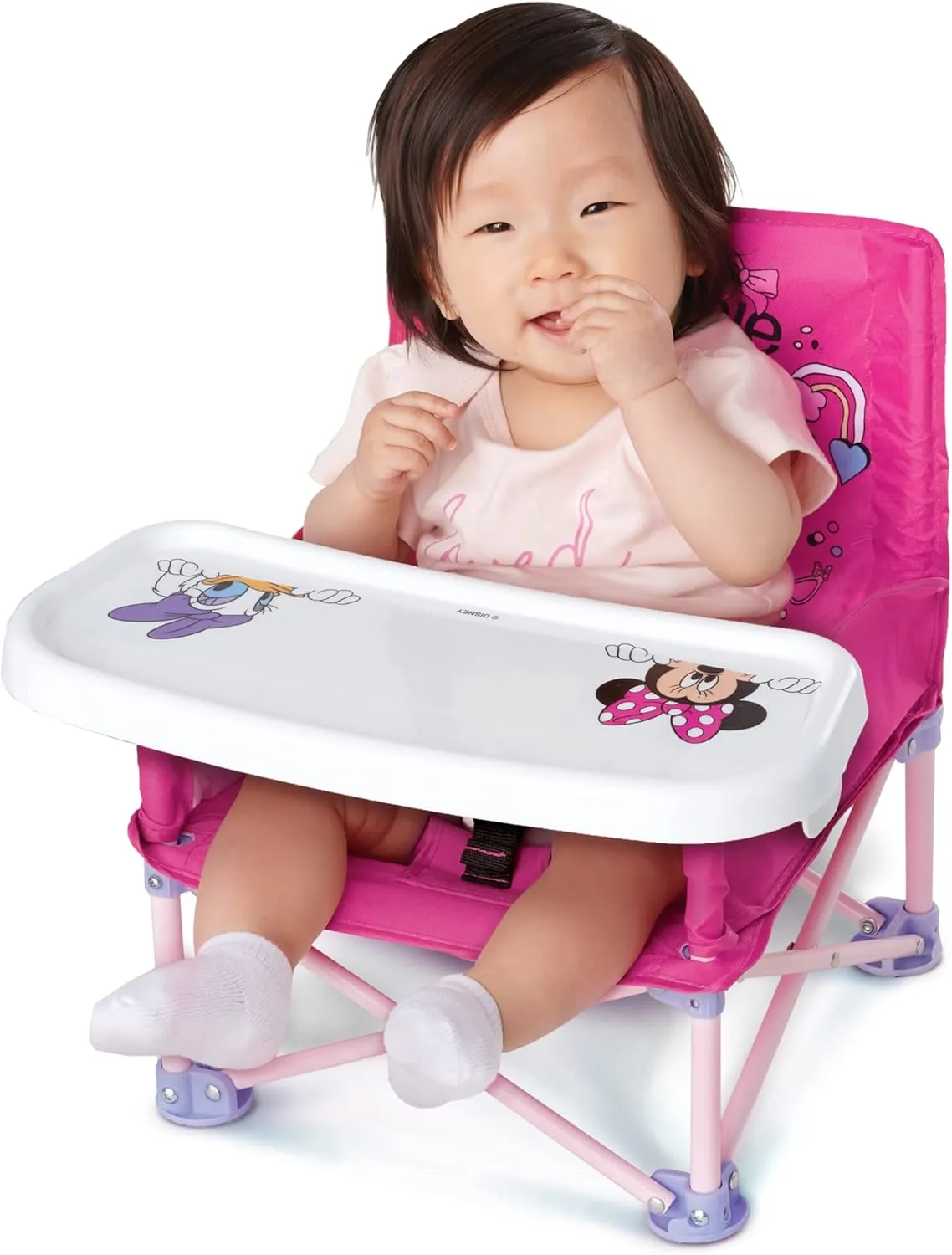 Jakks Pacific Inc. Minnie Baby Booster Seat, Portable Fold N Go Chair with Removable Tray & Colorful Carry Bag, 6-9 Months