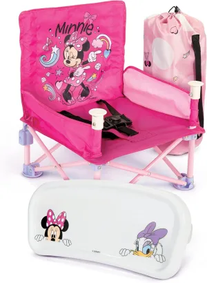 Jakks Pacific Inc. Minnie Baby Booster Seat, Portable Fold N Go Chair with Removable Tray & Colorful Carry Bag, 6-9 Months