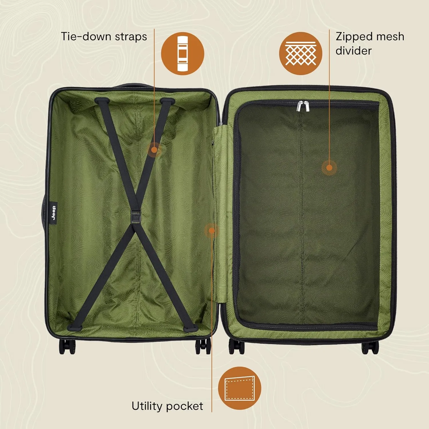 Jeep JH004C Hardside Expandable Luggage with Spinner Wheels