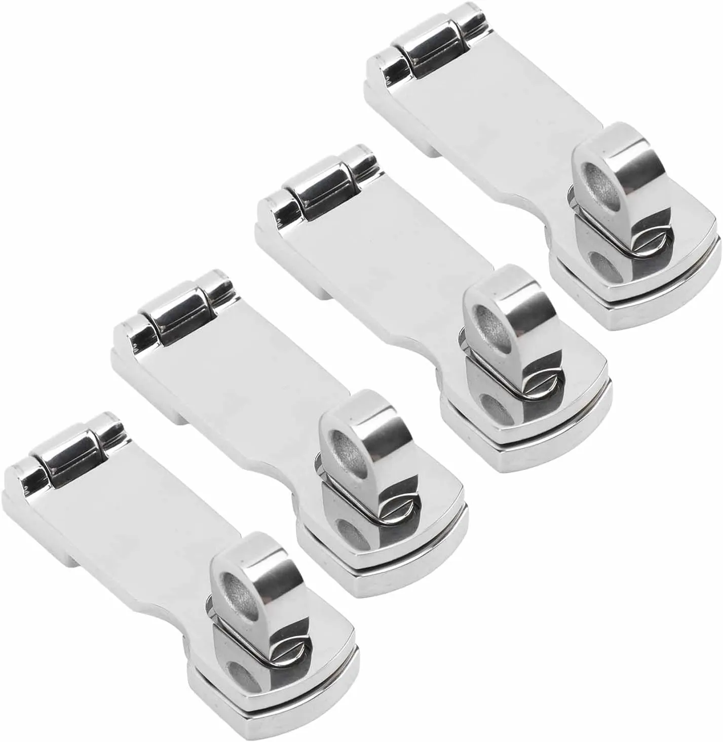Jiawu Boat Anti Rattle Latch, 316 Stainless Steel Marine Deck Lock Hasp,Lockable Hold Down Clamp Anti Rattle Latch Fastener Boat Yacht Accessory, 4 Pack
