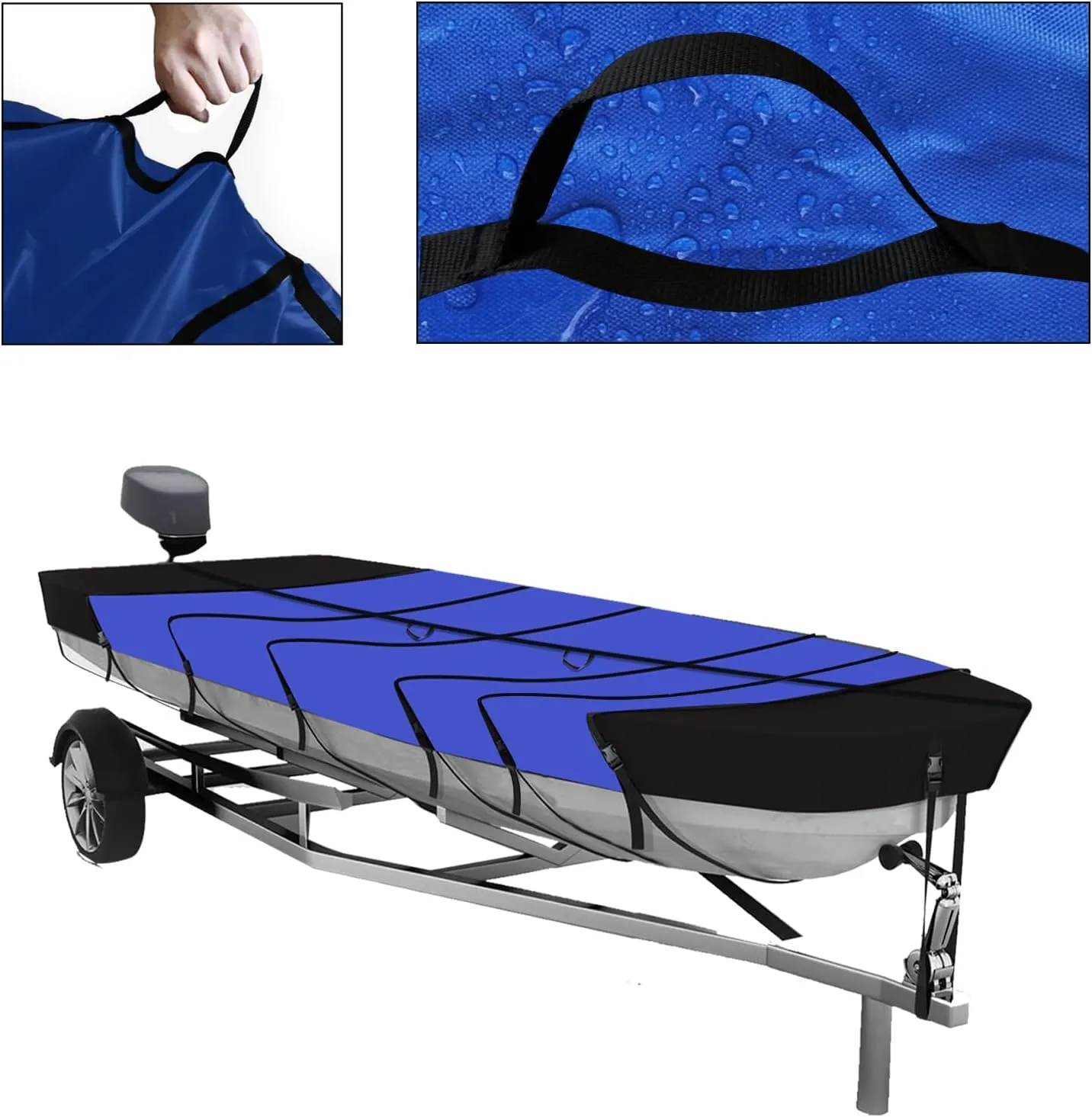 Jon Boat Covers 16-18ft Heavy Duty Waterproof 420D Marine Grade UV Resistant, Fits 16ft Long and Beam Width up to 75 inches, Blue (16-18FT)