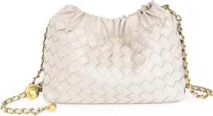 Joryin Woven Women's Crossbody Bag & Evening Purse, Trendy Dumpling Clutch & Hobo Cloud Shoulder Bag Trendy Dumpling Clutch