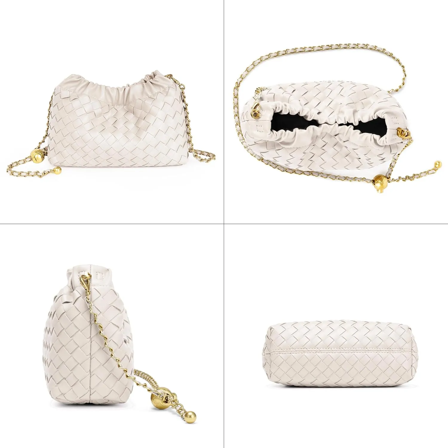 Joryin Woven Women's Crossbody Bag & Evening Purse, Trendy Dumpling Clutch & Hobo Cloud Shoulder Bag Trendy Dumpling Clutch