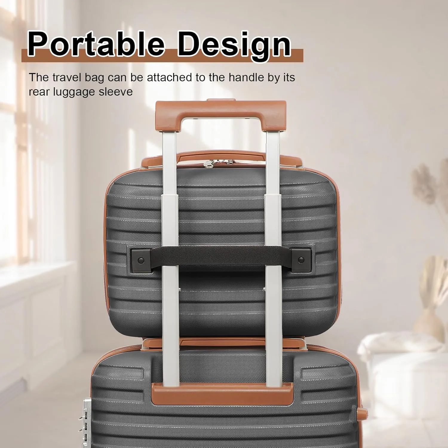 Joyway Carry On Luggage 20 Inch Expandable Suitcase with Spinner Wheel, 4 Piece Hard Shell Luggage Set with TSA Lock(Grey brown)