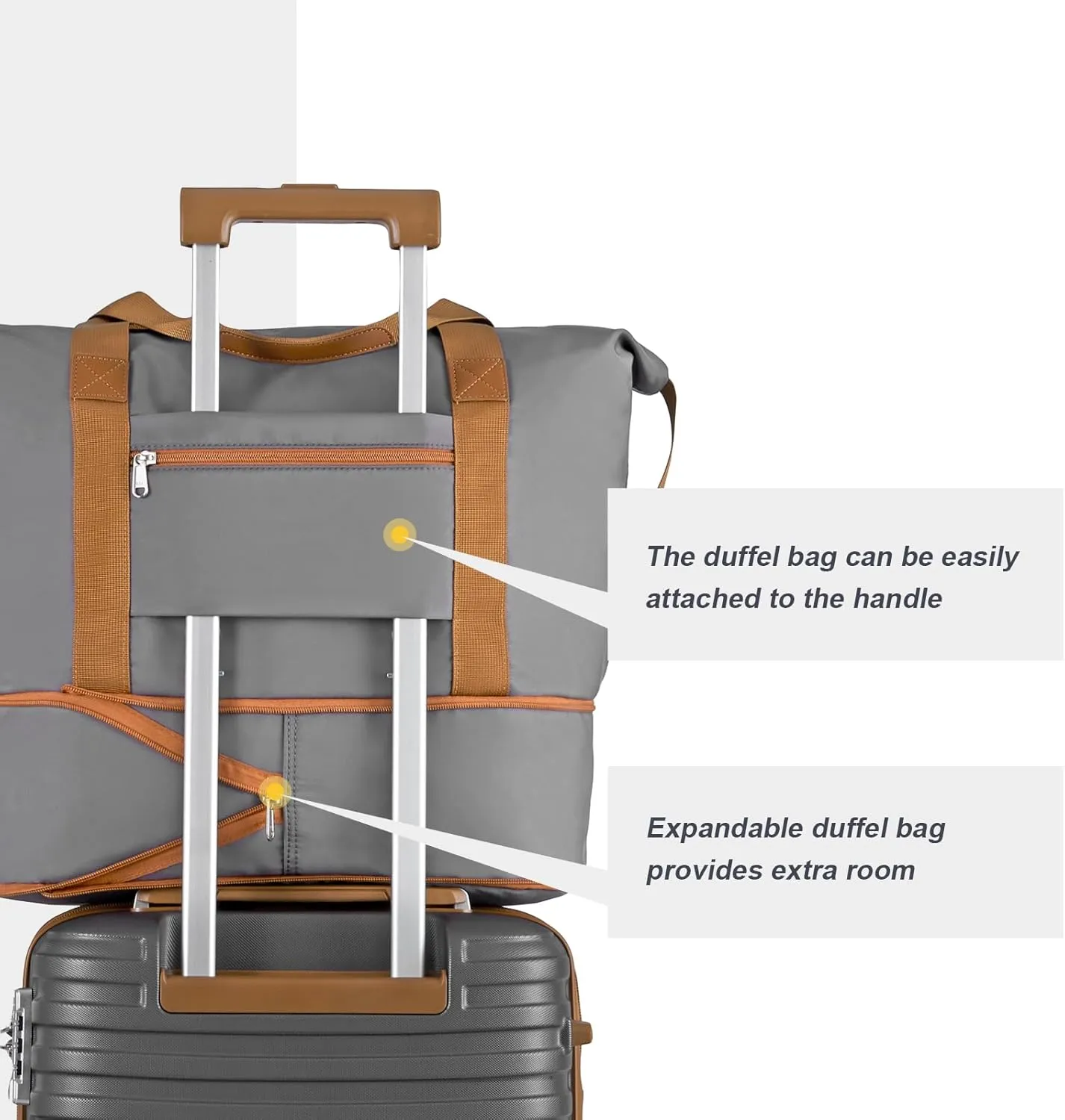 Joyway Carry On Luggage 20 Inch Expandable Suitcase with Spinner Wheel, 4 Piece Hard Shell Luggage Set with TSA Lock(Grey brown)