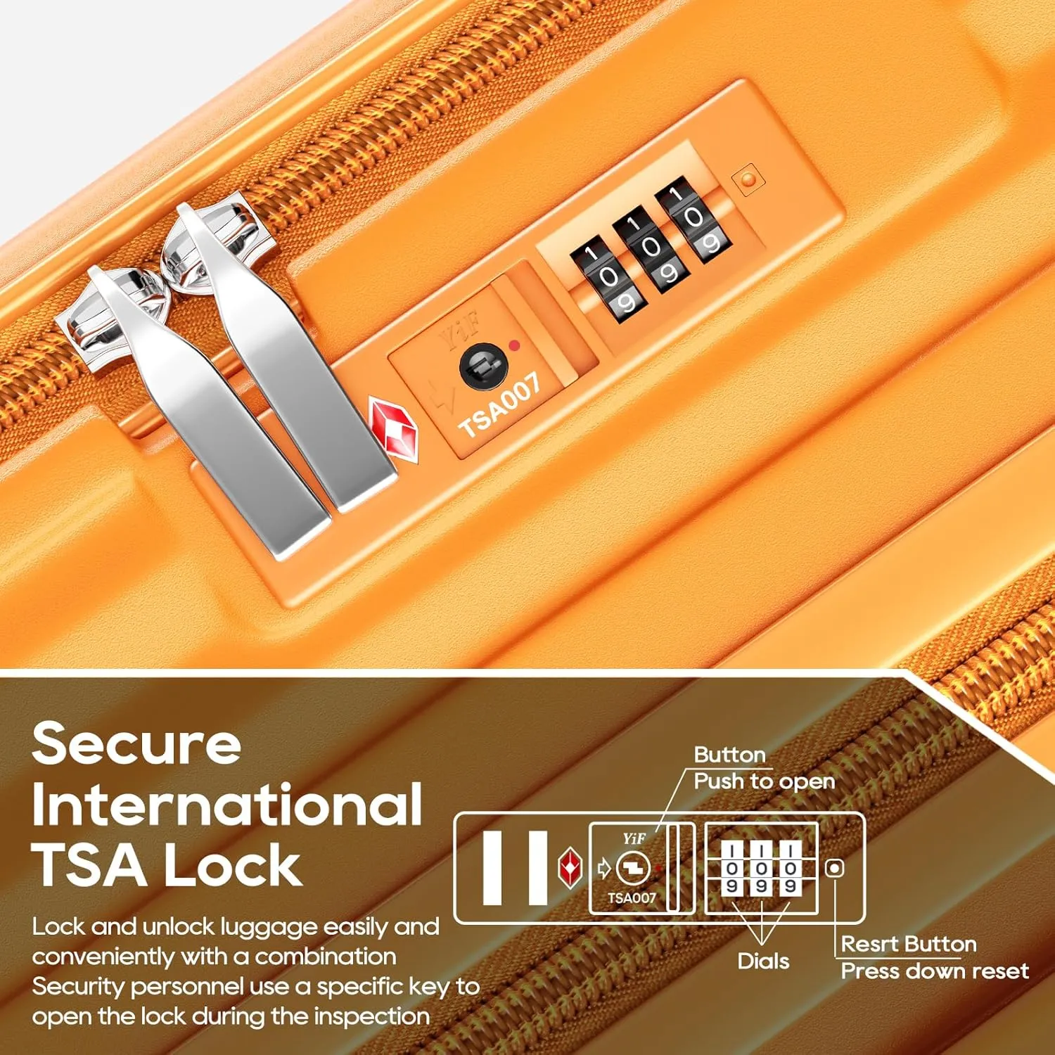 Joyway Expandable Checked Luggage 24 Inch, PC Hardshell Medium Check In Suitcase with Double Spinner Wheels, Lightweight Travel Luggage Sets with TSA Lock, Orange