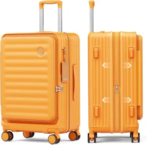 Joyway Expandable Checked Luggage 24 Inch, PC Hardshell Medium Check In Suitcase with Double Spinner Wheels, Lightweight Travel Luggage Sets with TSA Lock, Orange
