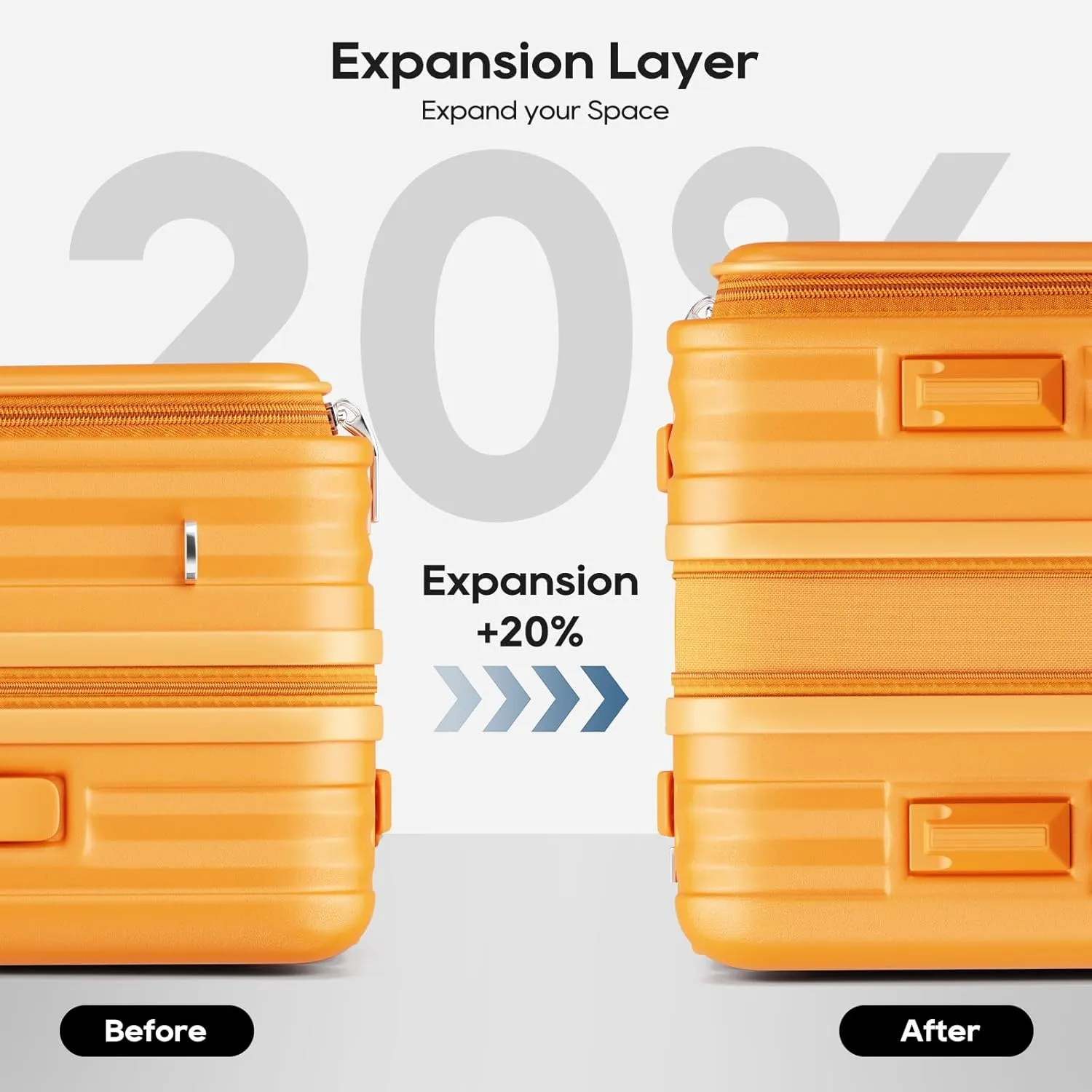 Joyway Expandable Checked Luggage 24 Inch, PC Hardshell Medium Check In Suitcase with Double Spinner Wheels, Lightweight Travel Luggage Sets with TSA Lock, Orange