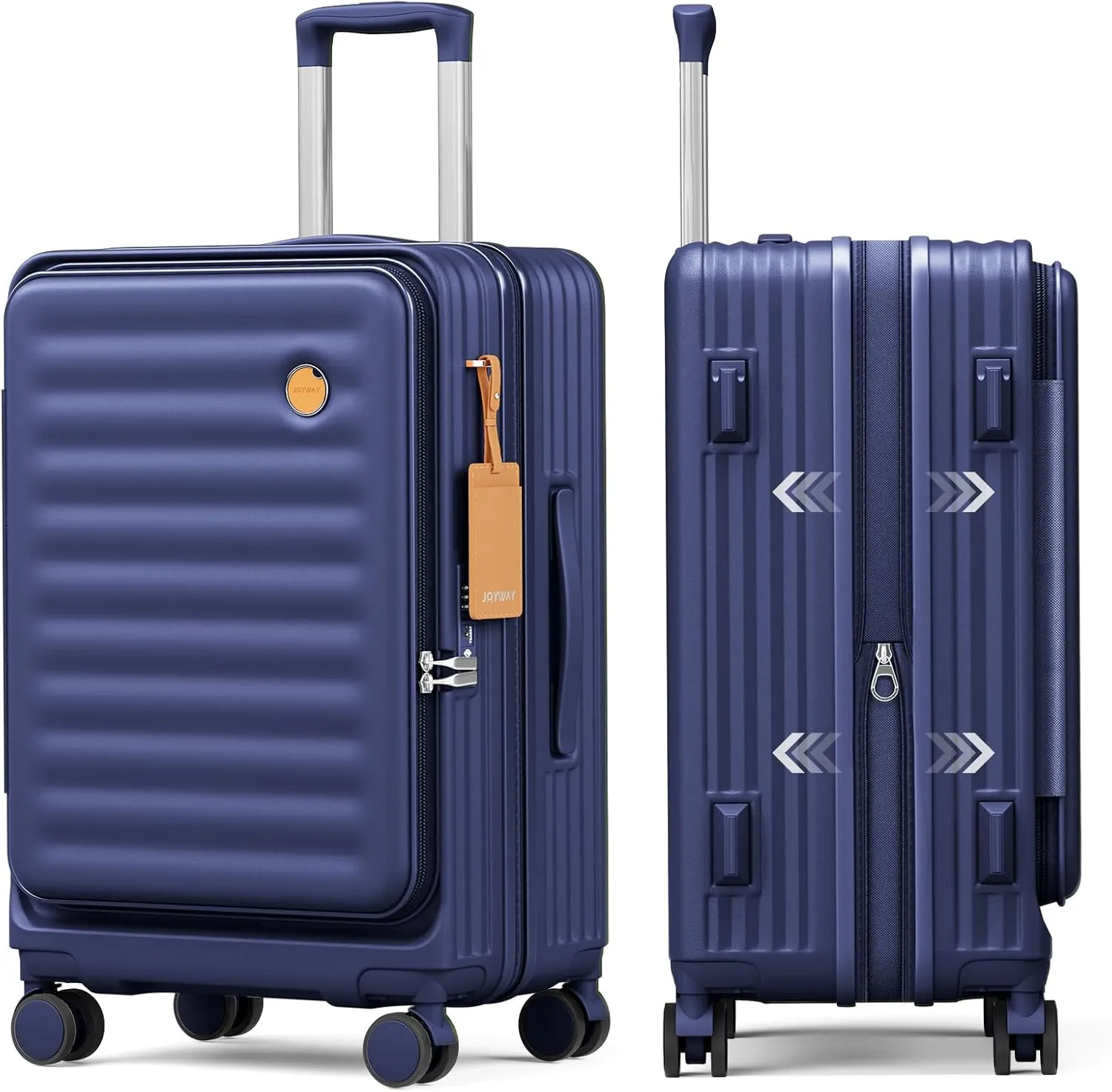 Joyway Expandable Checked Luggage 24 Inch, PC Hardshell Medium Check In Suitcase with Double Spinner Wheels, Lightweight Travel Luggage Sets with TSA Lock,Blue