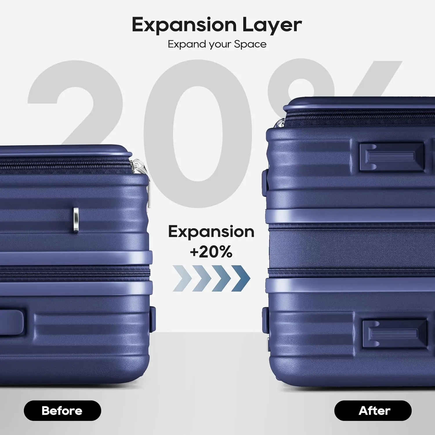Joyway Expandable Checked Luggage 24 Inch, PC Hardshell Medium Check In Suitcase with Double Spinner Wheels, Lightweight Travel Luggage Sets with TSA Lock,Blue
