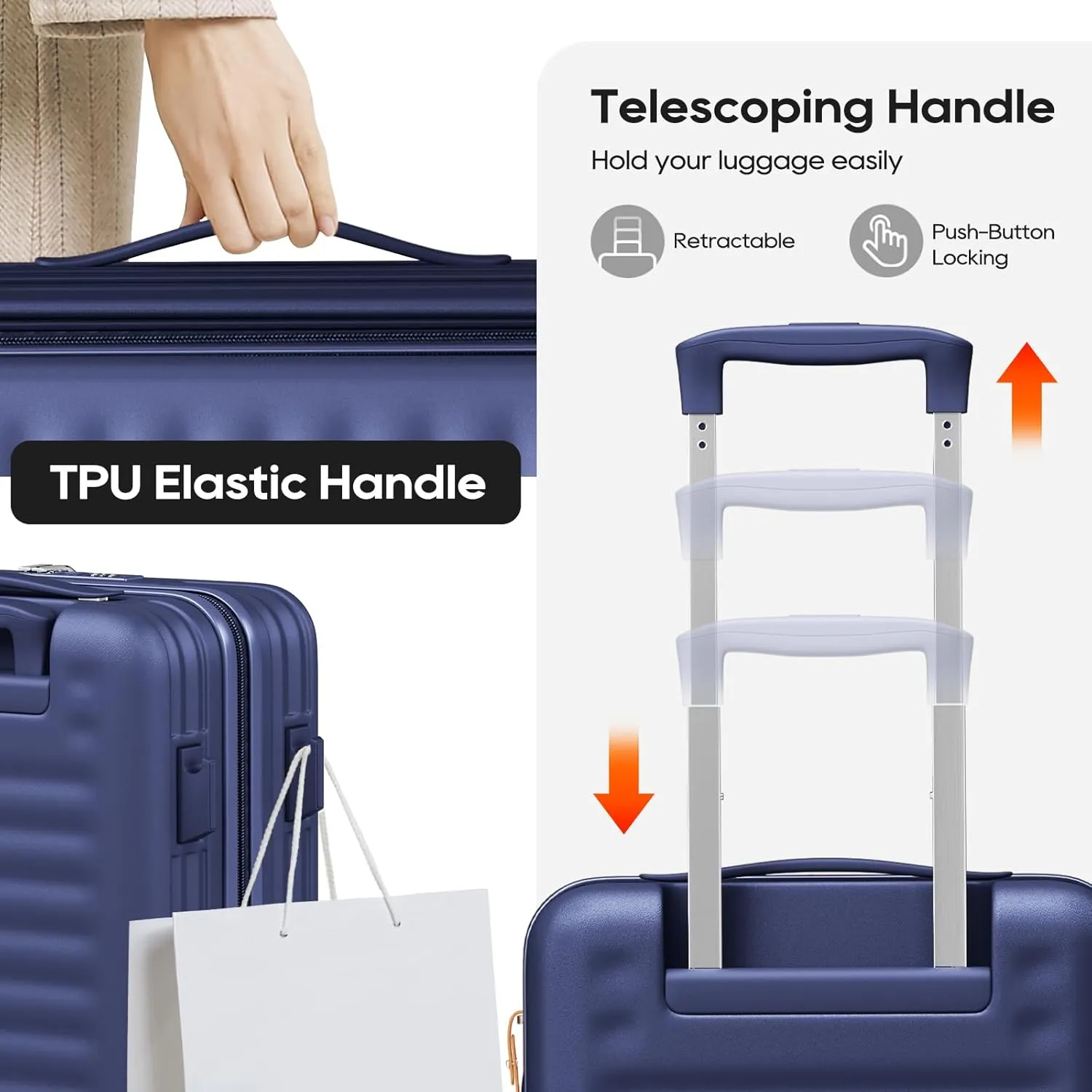 Joyway Expandable Large Luggage 29 Inch, PC Hardshell Extra-Large Suitcase with Double Spinner Wheels, Lightweight Travel Suitcase Set with TSA Lock, Blue