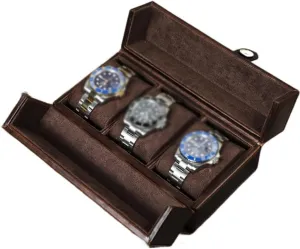 JSEIAJB Leather Handmade Mechanical Watch Storage Box, Travel Portable Anti Drop Three Position Watch Box