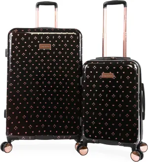 Juicy Couture Women's Arwen Spinner Luggage, Black/Rose Gold, 2pc Set