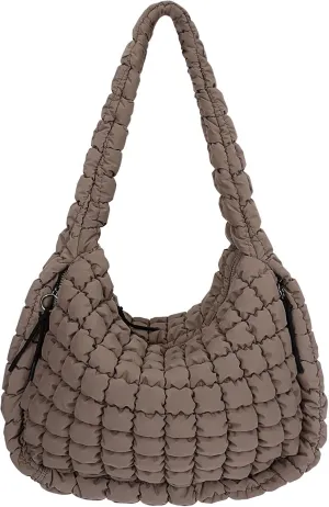 Juoxeepy Quilted Tote Bag Large Carryall Puffer Shoulder Bag Lightweight Padding Hobo Bag