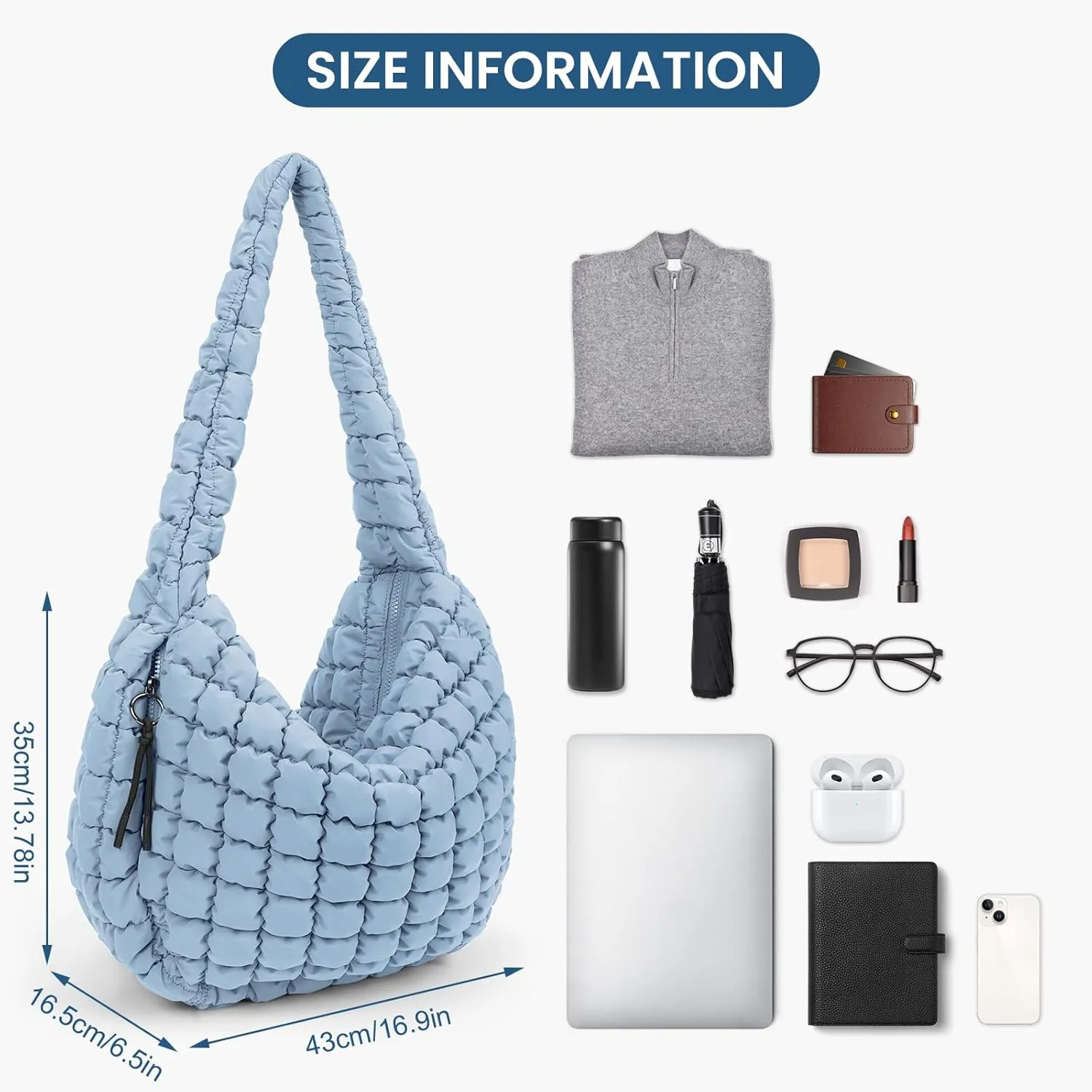 Juoxeepy Quilted Tote Bag Large Carryall Puffer Shoulder Bag Lightweight Padding Hobo Bag